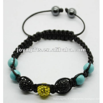 Bracelet ballon disco shamballa macrame avec perles turquoise